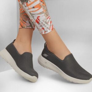 Skechers Go Walk Slip Resistant  Womens Black Gray Work Shoes
