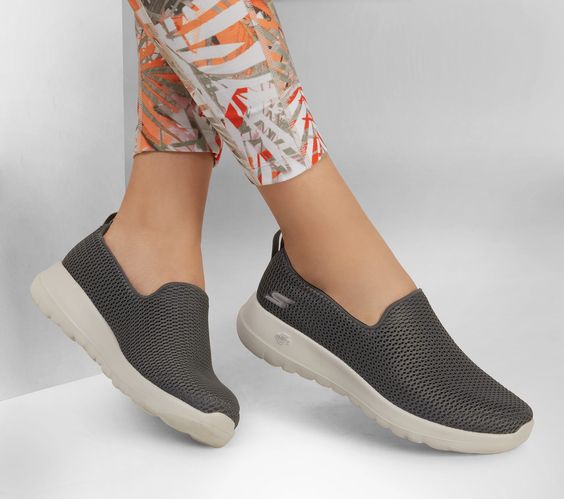 Skechers Go Walk Slip Resistant Womens Black Gray Work Shoes
