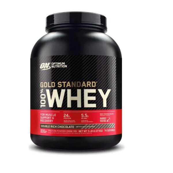 Optimum Nutrition Gold Standard 100% Pure Whey Protein Powder, Double Rich Chocolate, 5 Pound (Packaging May Vary)