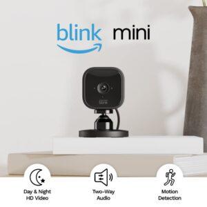 Blink Mini Smart Security Camera Compact indoor plug-in, Works with Alexa (Black)