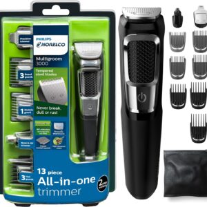 Philips Norelco Multigroomer All-in-One Trimmer Series 3000, 13 Piece Mens Kit MG3750/60