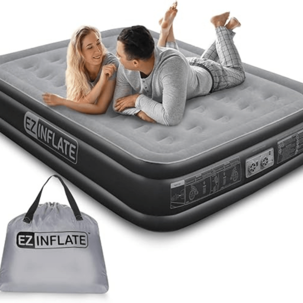 EZ INFLATE Air Mattress Double High Luxury with Built in Pump ez inflatable mattress