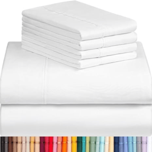 LuxClub Bamboo Bed Sheets 6 PC Queen Sheet Set Rayon Deep Pockets 18″Cooling Sheets White Queen