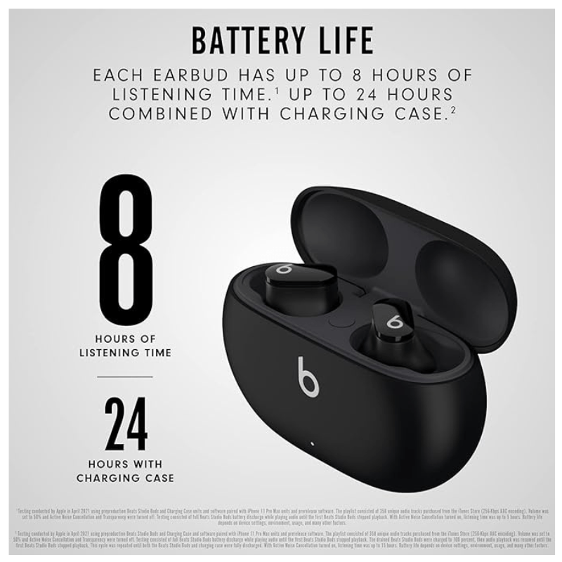 Amazon Beats Wireless earbuds - True Studio Noise Cancelling Earbuds - Built-in Headphones,Bluetooth Charger - Black