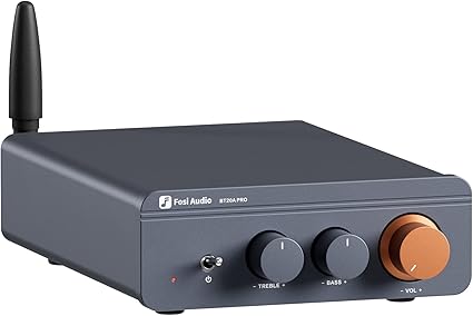 Fosi Audio BT20A Pro Bluetooth 5.0 Amplifier with 300W power, bass and treble controls, compatible with passive speakers