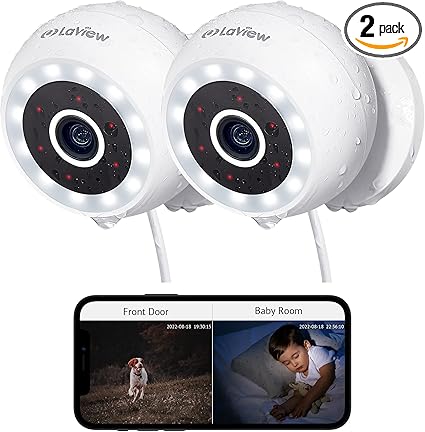 LaView 4MP 2K Security Camera Outdoor Indoor Wired,IP65, Starlight Sensor & 100 Ft Night Vision,Motion/Person Detection,2-Way Audio/Spotlight,US Cloud,Compatible With Alexa,iOS & Android & Web Access