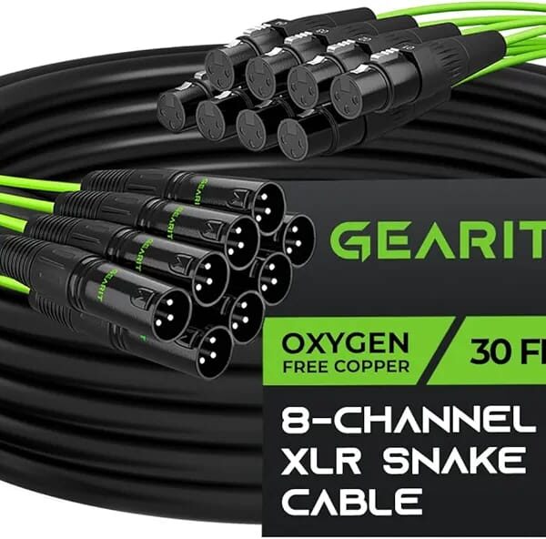 GearIT 8-Channel XLR Snake Cable 30 ft for Professional Audio Connections