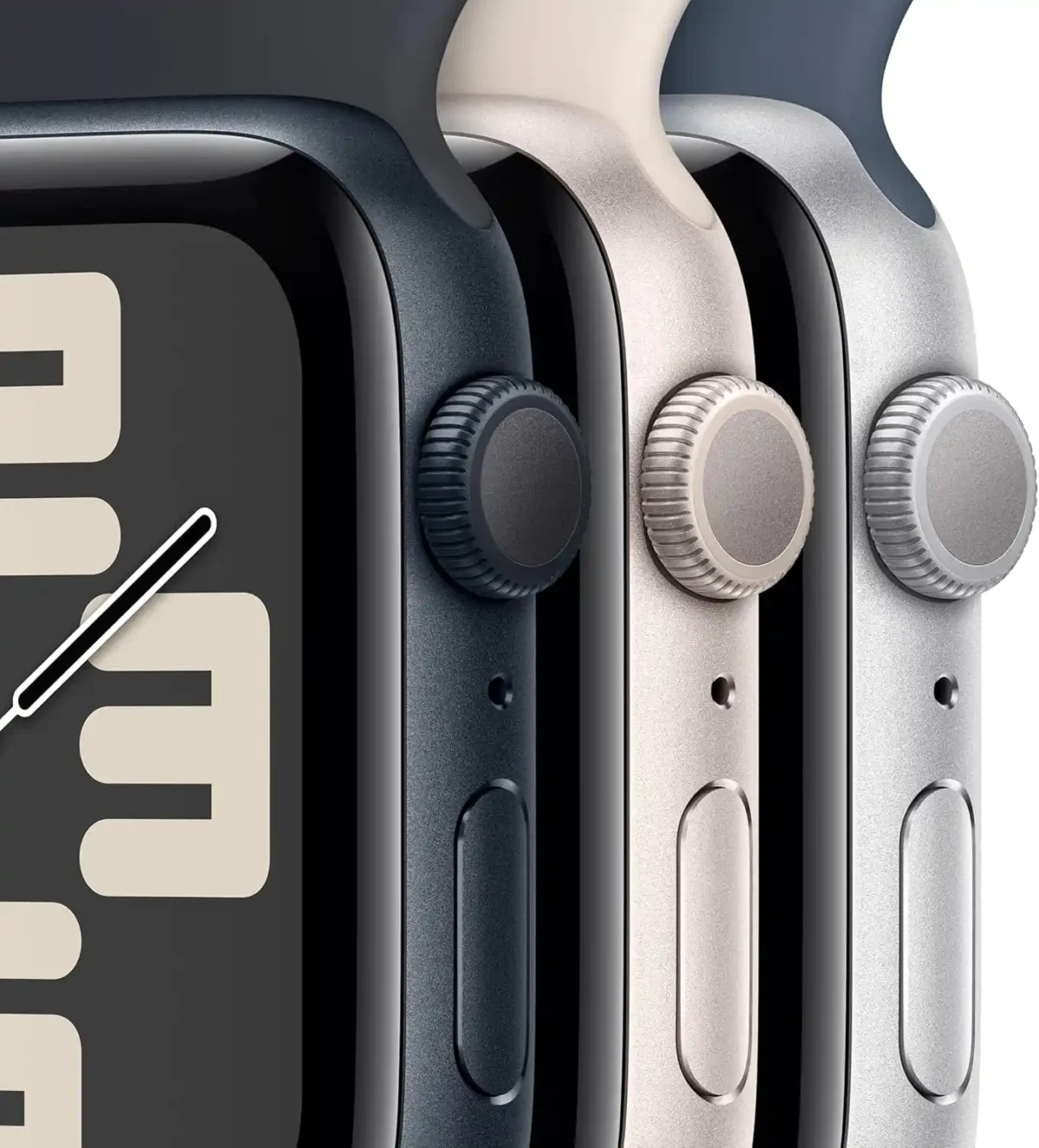 Close-up view of Apple Watch SE (2nd Gen) in multiple colors.
