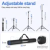 EMART Adjustable Backdrop Stand with carry bag and height specifications.