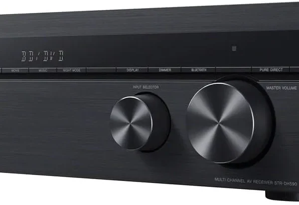 Sony STRDH590 5.2 Channel Surround Sound Home Theater Receiver in black.