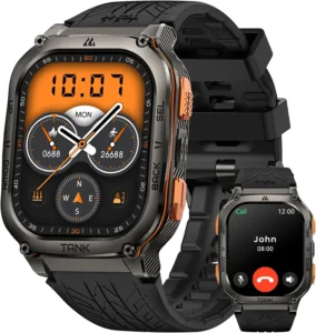 AMAZTIM military smart watch with GPS, waterproof design, and AMOLED screen