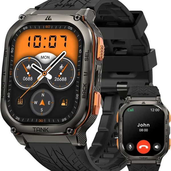 AMAZTIM military smart watch with GPS, waterproof design, and AMOLED screen