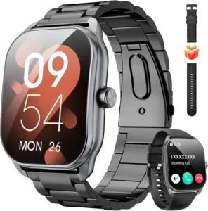 Curve Military Smart Watch for Men displaying fitness tracking and call features.