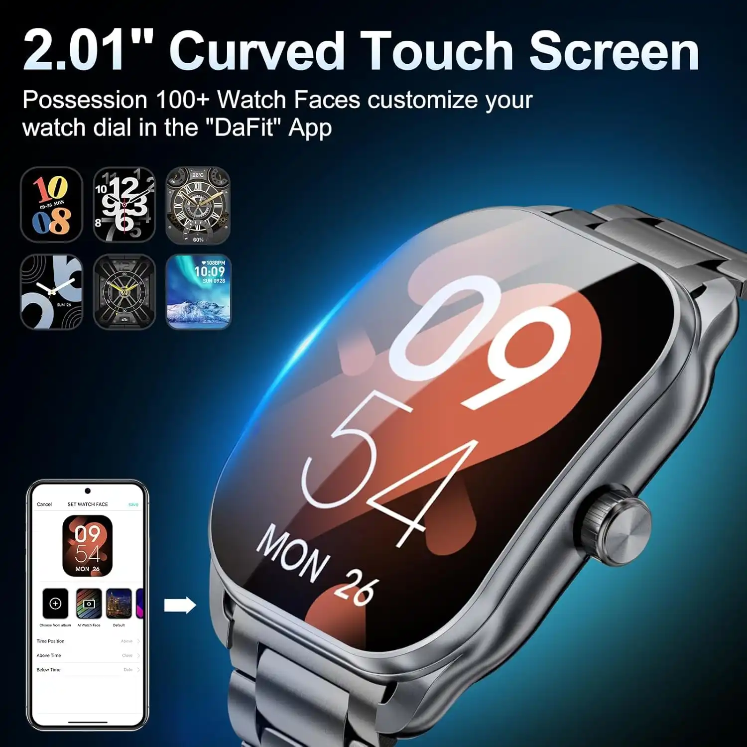 Curve Military Smart Watch for Android and iOS with fitness tracking