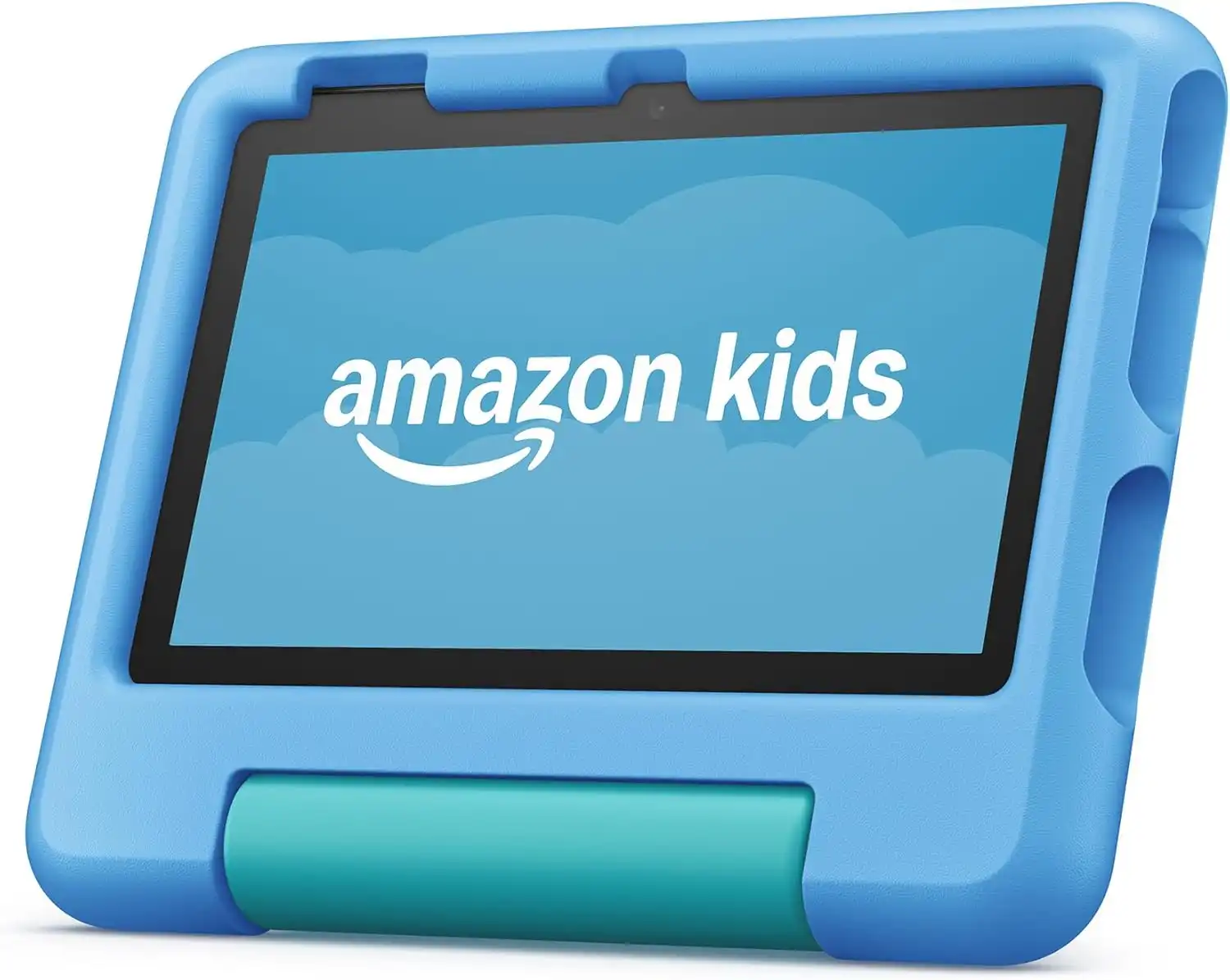 Amazon Fire 7 Kids tablet with a protective case and kid-friendly Amazon Kids features