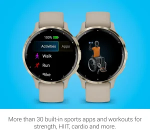 Garmin Venu 3S Smartwatch displaying sports apps and workouts options