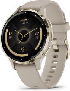 Garmin Venu 3S Soft Gold Smartwatch with AMOLED Display and Silicone Band