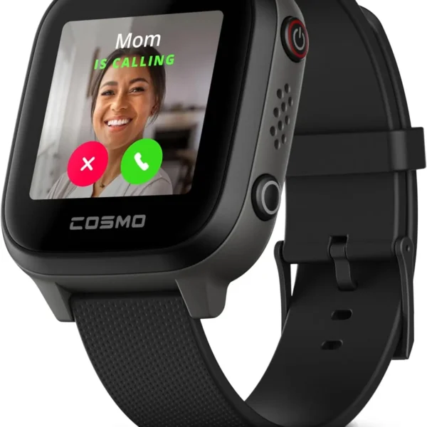 Black JrTrack 4 Kids Smart Watch by Cosmo with GPS tracker, parental controls, and SIM card included