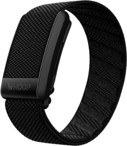 Black WHOOP 4.0 fitness tracker with sleek fabric strap design